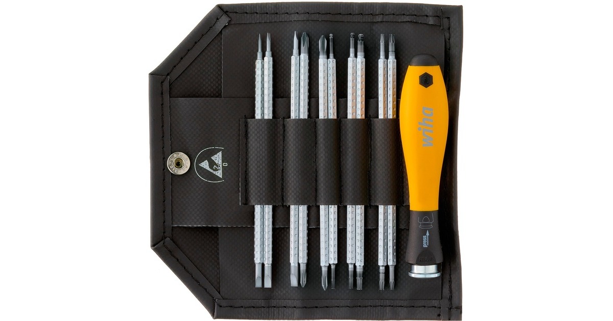 Wiha Schraubendreher mit Wechselklingen-Set SYSTEM 4 ESD(gelb/schwarz, 11-teilig, mit Rolltasche)