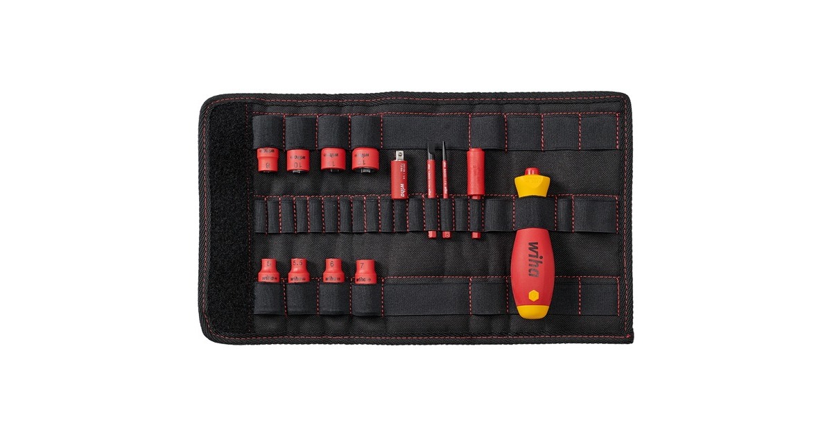 Wiha Schraubendreher und Steckschlüsseleinsatz 1/4" electric slimVario Set(rot/gelb, 14-teilig, mit slimBits) Wiha Schraubendreher und Steckschlüsseleinsatz 1/4" electric slimVario Set(rot/gelb, 14-teilig, mit slimBits)