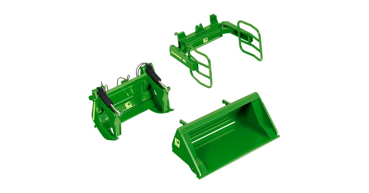 Wiking Frontlader Werkzeuge-Set A John Deere, Modellfahrzeug