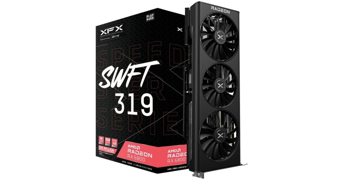 XFX Radeon RX 6800 SWFT 319 Core 16GB, Grafikkarte(RDNA 2, GDDR6, 3x DisplayPort, 1x HDMI 2.1)
