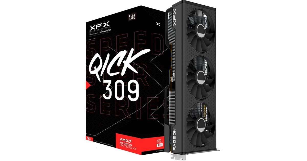 XFX Radeon RX 7600 XT SPEEDSTER SWFT210 CORE Gaming, Grafikkarte(RDNA 3, GDDR6, 3x DisplayPort, 1x HDMI 2.1)