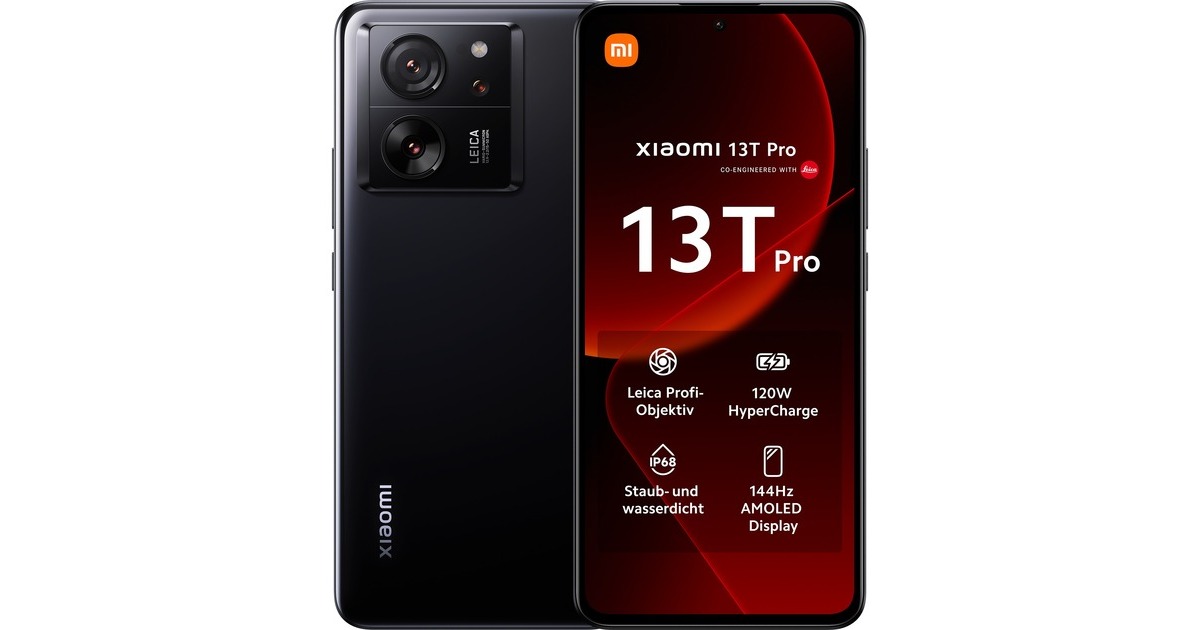 Xiaomi 13T Pro 512GB, Handy(Black, Android 13, 12 GB LPDDR5X)