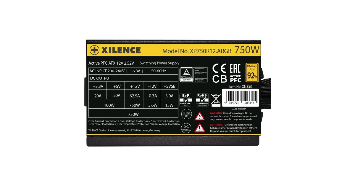 Xilence Gaming Gold 750W ARGB, PC-Netzteil(schwarz, 750 Watt)