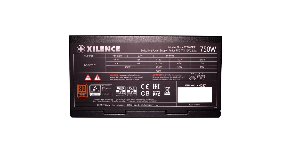 Xilence Performance A+III 750W, PC-Netzteil(schwarz/rot, 2x PCIe, 750 Watt)