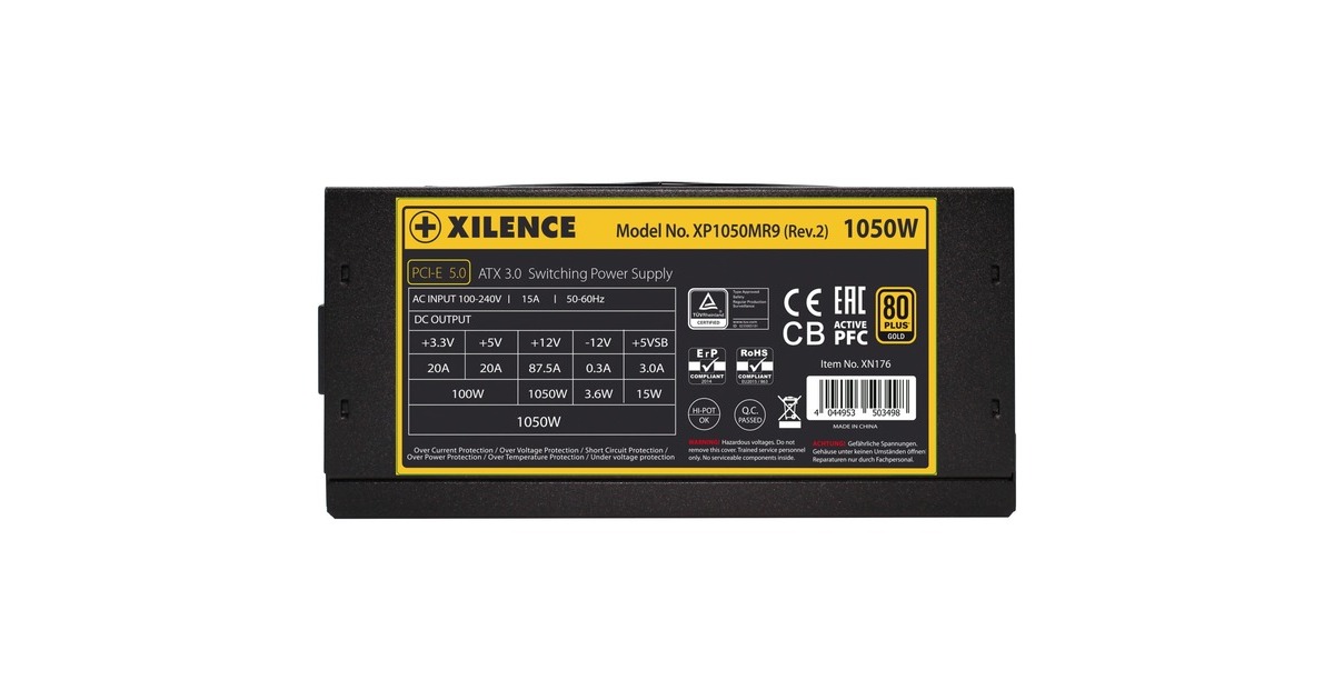 Xilence Performance X+ XN176 1050W , PC-Netzteil(schwarz/rot, 4x PCIe, Kabel-Management, 1050 Watt)