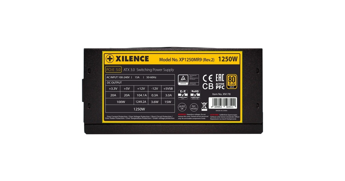Xilence Performance X+ XN178 1250W, PC-Netzteil(schwarz/rot, 4x PCIe, Kabel-Management, 1250 Watt)