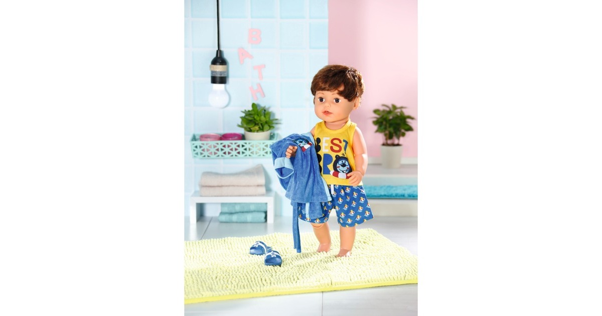 ZAPF Creation BABY born® Bath Deluxe Bademantel 43cm, Puppenzubehör(Bademantel, Shirt, Shorts und Schuhe)
