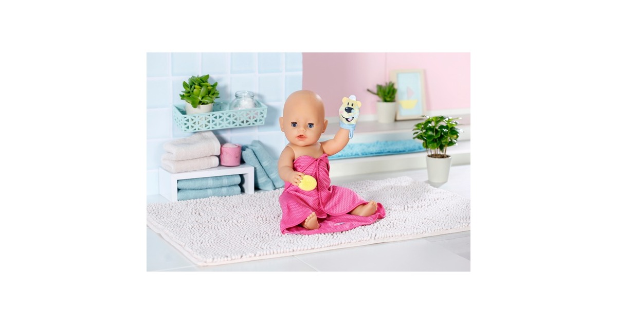 ZAPF Creation BABY born® Bath Kapuzenhandtuch & Schwamm, Puppenzubehör