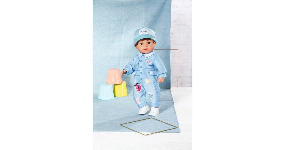 ZAPF Creation BABY born® Deluxe Jeans Overall 43cm, Puppenzubehör(Einteiler, Mütze und Schuhe)
