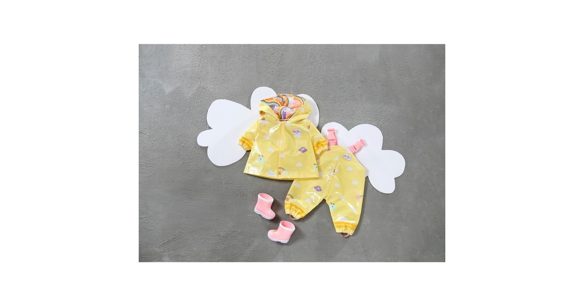 ZAPF Creation BABY born® Deluxe Regen Outfit 43cm, Puppenzubehör(gelb/pink)