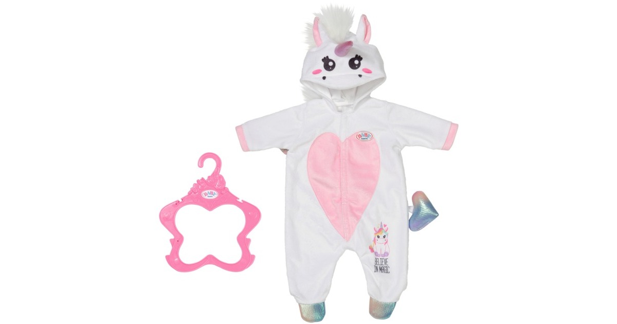 ZAPF Creation BABY born® Einhorn Kuschelanzug 43cm, Puppenzubehör(inklusive Kleiderbügel)