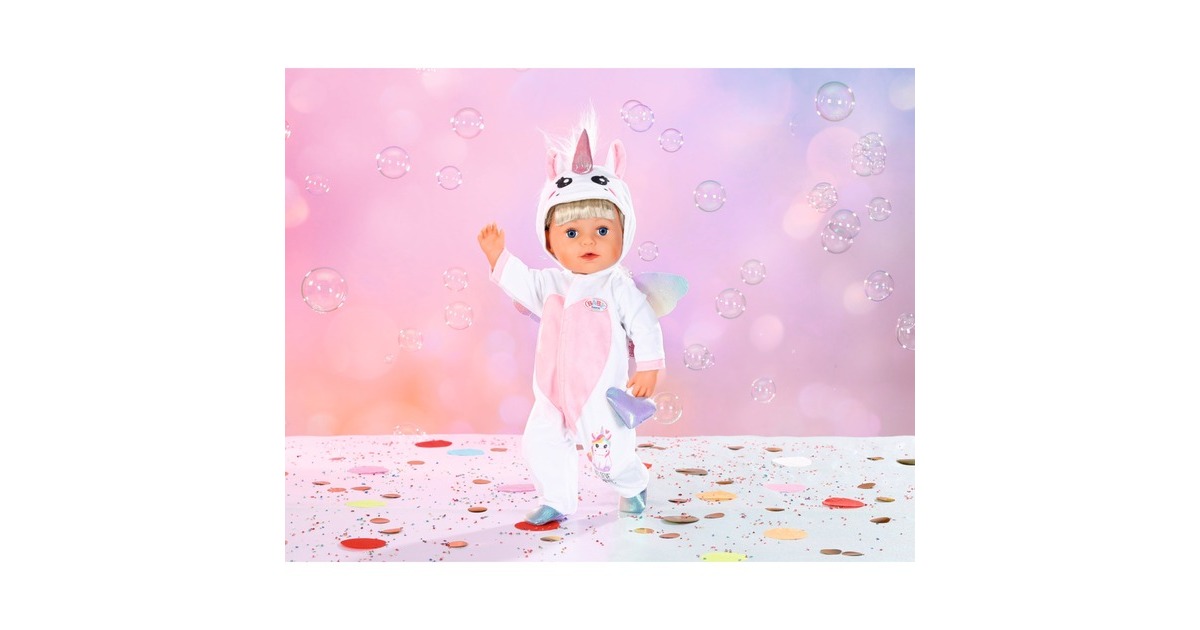 ZAPF Creation BABY born® Einhorn Kuschelanzug 43cm, Puppenzubehör(inklusive Kleiderbügel)