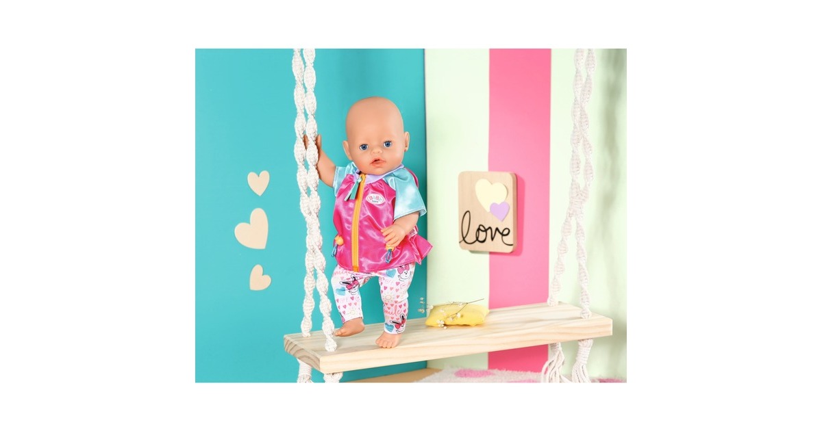 ZAPF Creation BABY born® Freizeitanzug Pink 43cm, Puppenzubehör(Jacke und Hose, inklusive Kleiderbügel)