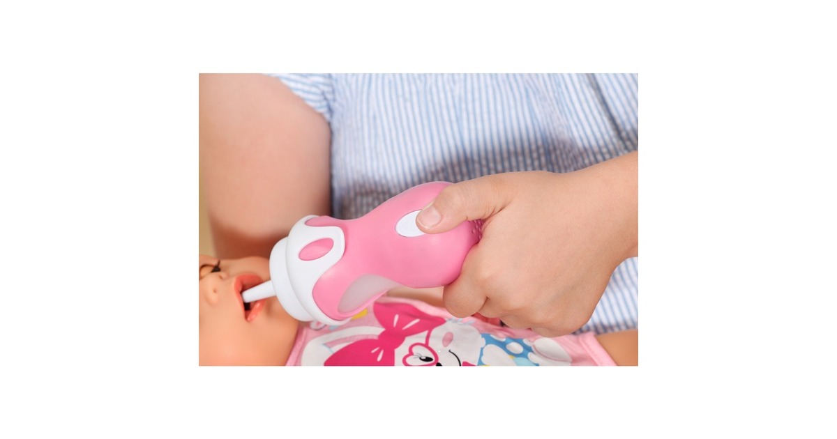 ZAPF Creation BABY born® Interactive Flasche & Löffel 43cm, Puppenzubehör(mit zwei Aufsätzen und Sound-Effekt)