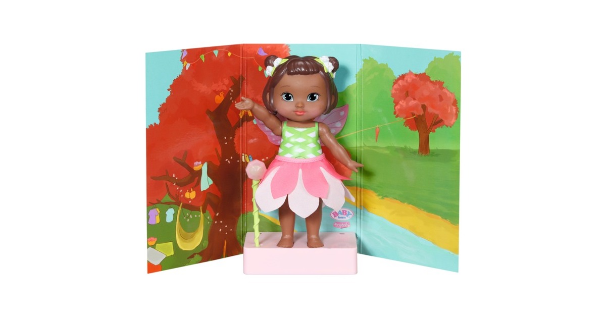ZAPF Creation BABY born® Storybook Fairy Peach 18cm, Puppe(mit Zauberstab, Bühne, Kulisse und Bilderbüchlein)