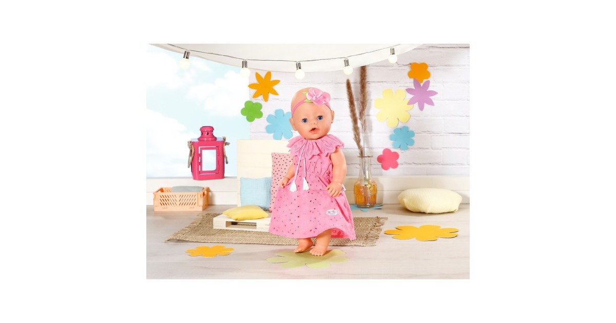 ZAPF Creation BABY born® Trend Blumenkleid 43cm, Puppenzubehör(Kleid und Haarband, inklusive Kleiderbügel)