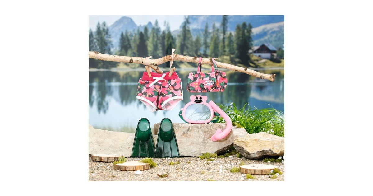 ZAPF Creation BABY born® Weekend Deluxe Tauchspaß 43cm, Puppenzubehör(Bikini, Tauscherbrille mit Schnorchel und Flossen)