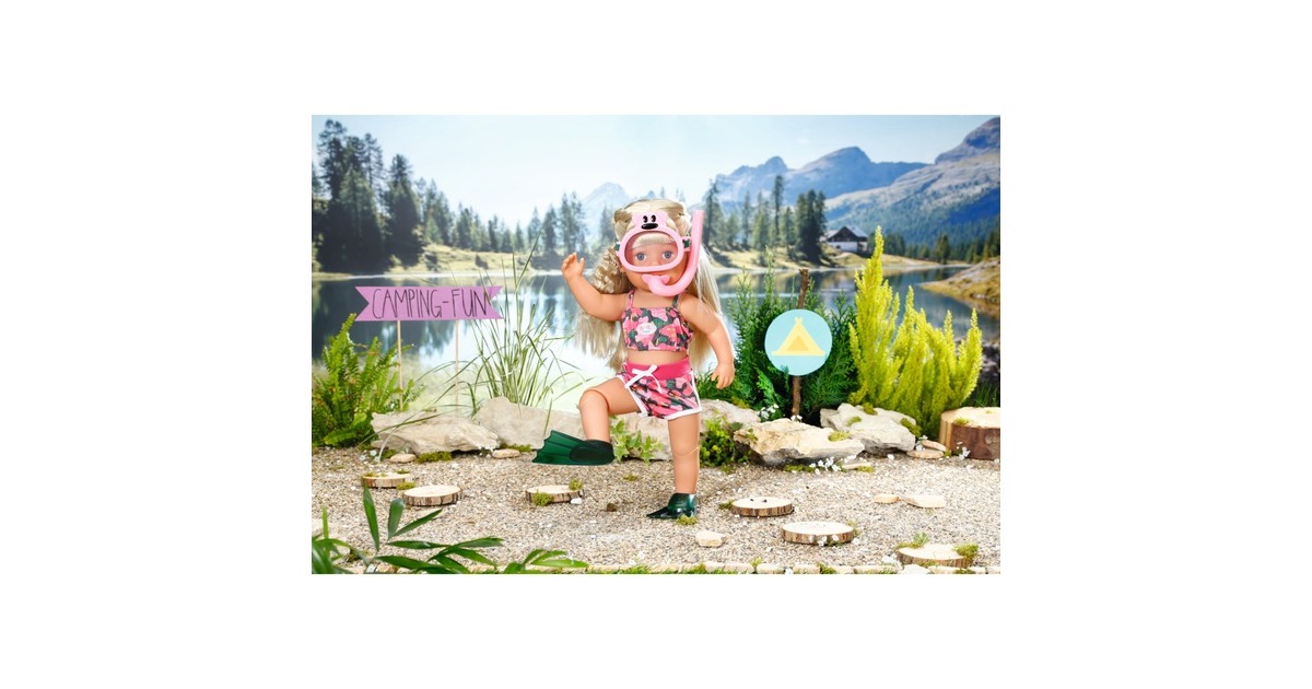 ZAPF Creation BABY born® Weekend Deluxe Tauchspaß 43cm, Puppenzubehör(Bikini, Tauscherbrille mit Schnorchel und Flossen)