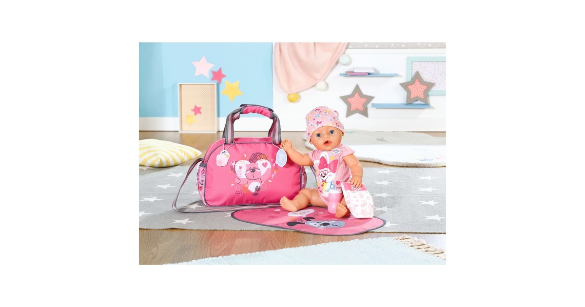 ZAPF Creation BABY born® Wickeltasche, Puppenzubehör(mit Wickelunterlage, Windel und Puderdose)