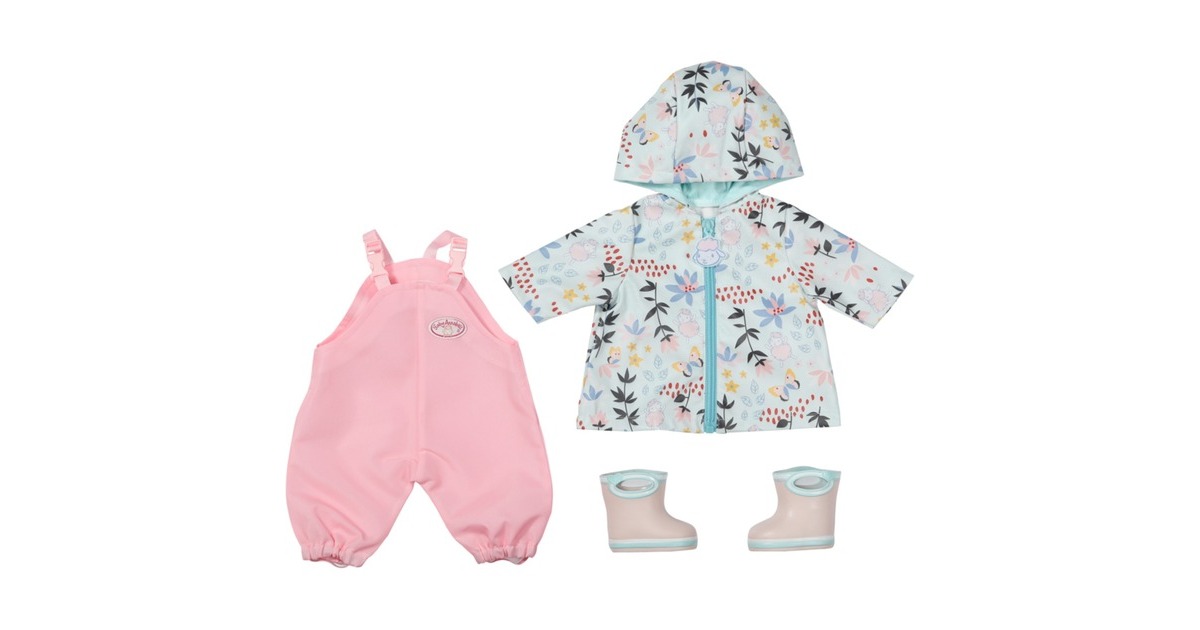 ZAPF Creation Baby Annabell® Regen Set 43cm, Puppenzubehör(Latzhose, Regenmantel und Stiefeln)
