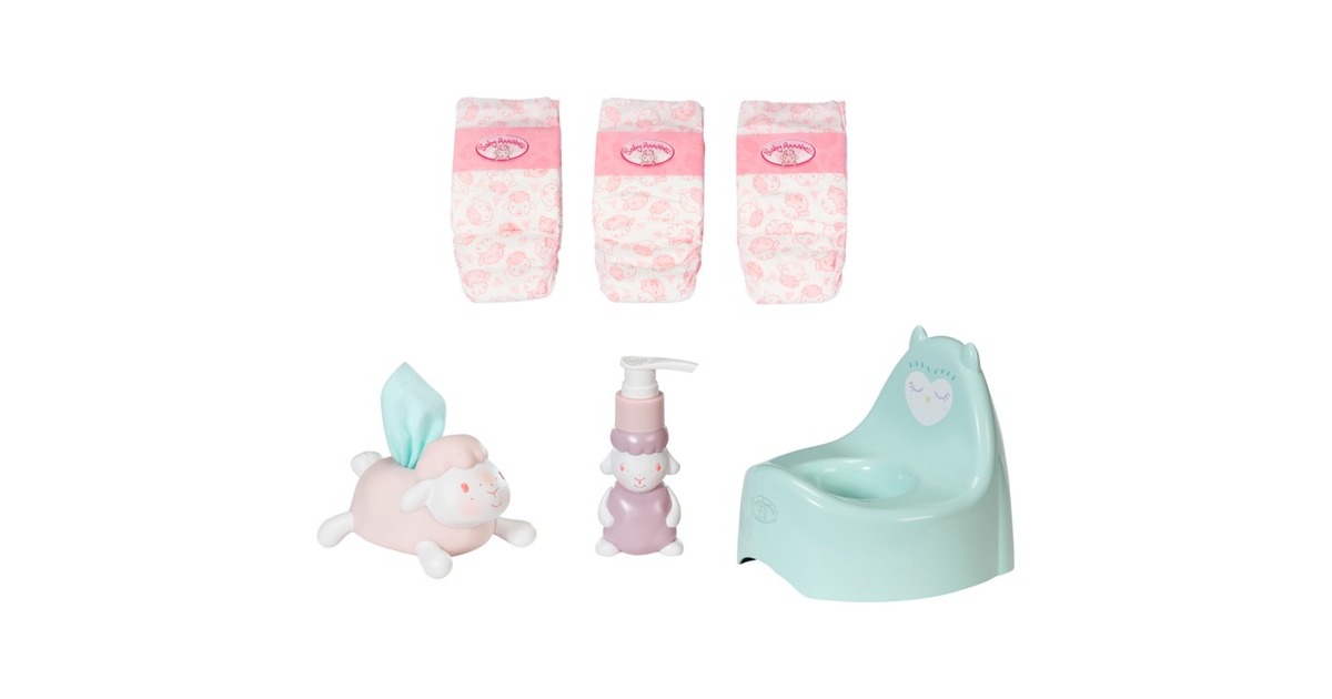 ZAPF Creation Baby Annabell® Töpfchen Set, Puppenzubehör(Töpfchen, 3 Windeln, Seifen- und Tuch-Spender)