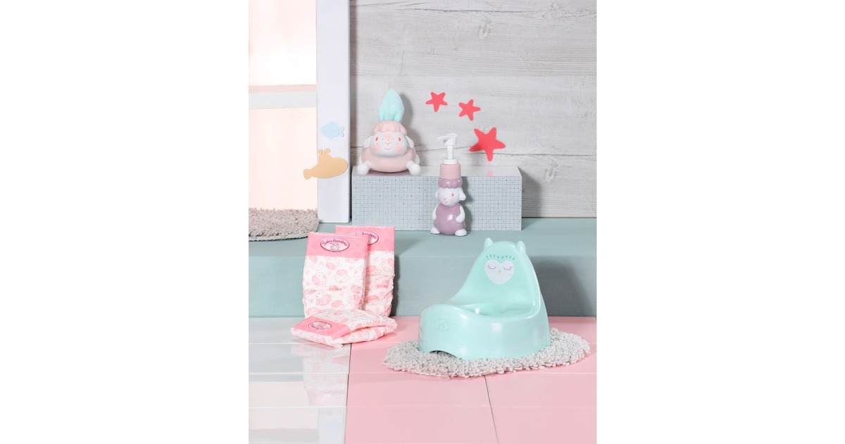 ZAPF Creation Baby Annabell® Töpfchen Set, Puppenzubehör(Töpfchen, 3 Windeln, Seifen- und Tuch-Spender)
