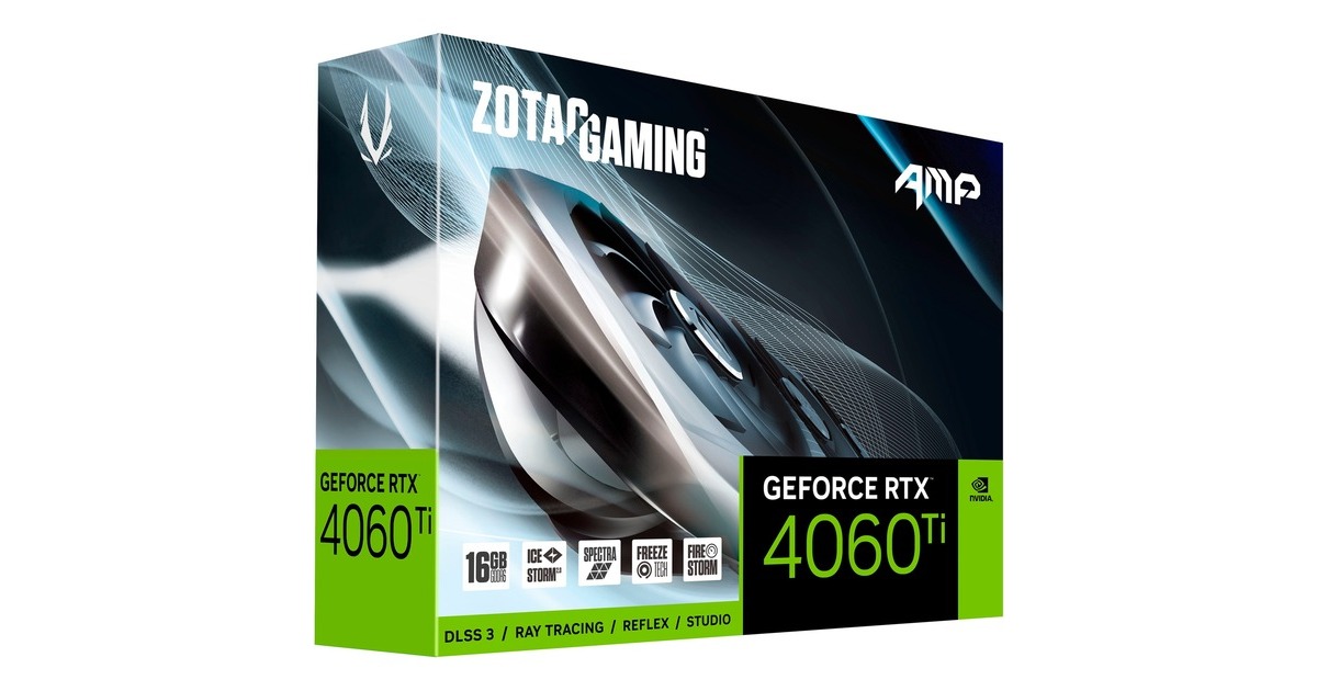 ZOTAC GeForce RTX 4060 Ti 16GB AMP, Grafikkarte(DLSS 3, 3x DisplayPort, 1x HDMI)