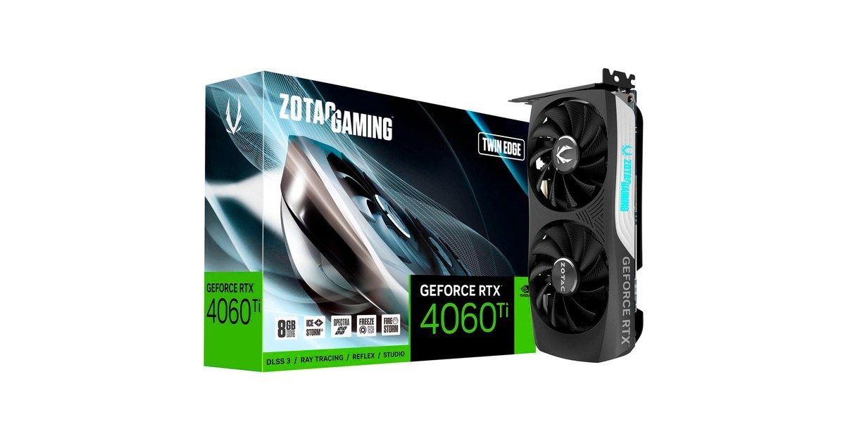 ZOTAC GeForce RTX 4060 Ti 8GB Twin Edge OC, Grafikkarte(DLSS 3, 3x DisplayPort, 1x HDMI 2.1)