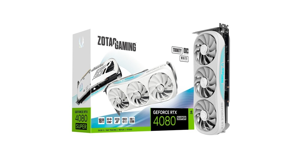 ZOTAC GeForce RTX 4080 SUPER Trinity OC White Edition 16GB, Grafikkarte(DLSS 3, 3x DisplayPort, 1x HDMI 2.1)
