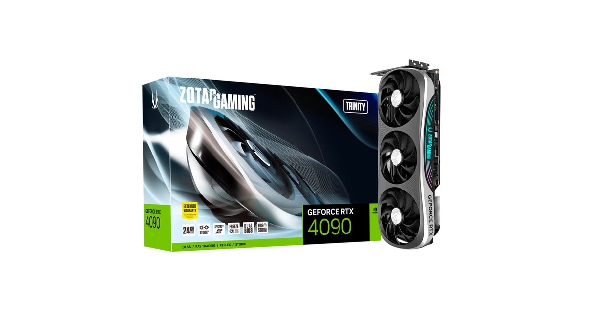 ZOTAC GeForce RTX 4090 Trinity, Grafikkarte(DLSS 3, 3x DisplayPort, 1x HDMI 2.1, Outlet) ZOTAC GeForce RTX 4090 Trinity, Grafikkarte(DLSS 3, 3x DisplayPort, 1x HDMI 2.1, Outlet)