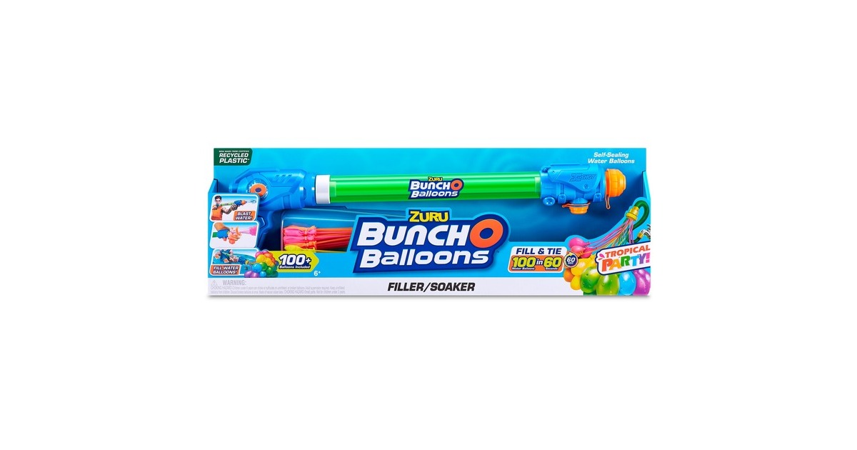 ZURU Bunch O Balloons Filler/Soaker, 3x Tropical Party, Wasserspielzeug