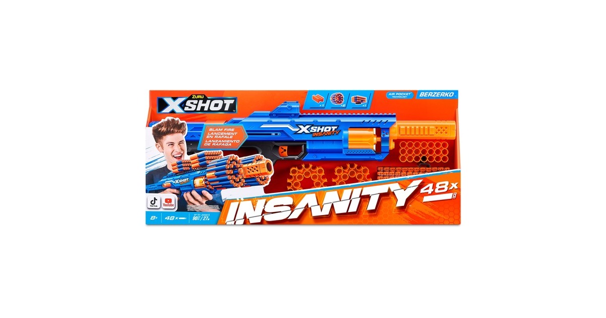 ZURU X-Shot - Insanity Blaster Berzerko, Dartblaster(inkl. 48 Darts)