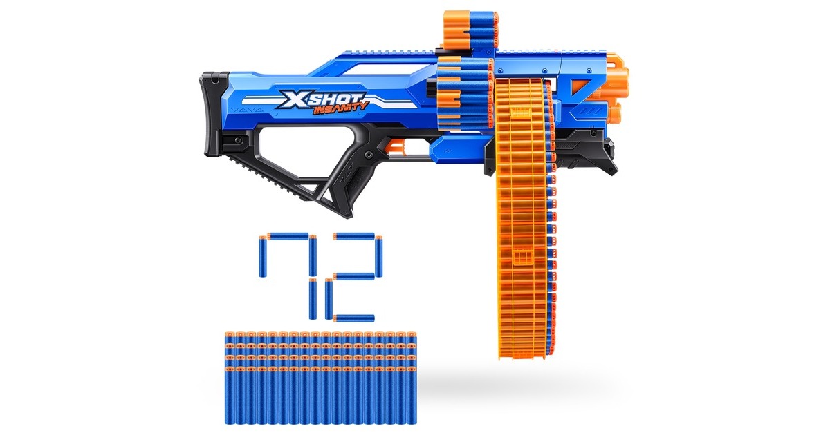 ZURU X-Shot - Insanity Blaster Mega Barrel, Dartblaster(inkl. 72 Darts)