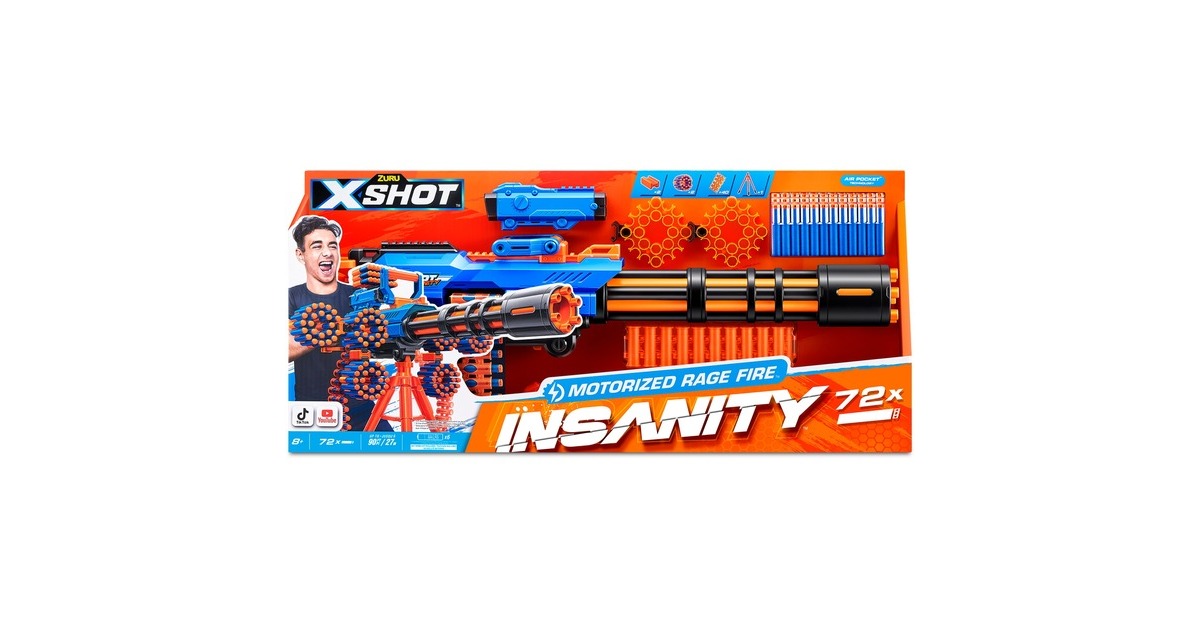 ZURU X-Shot - Insanity Blaster Rage Fire, Dartblaster(inkl. 72 Darts)