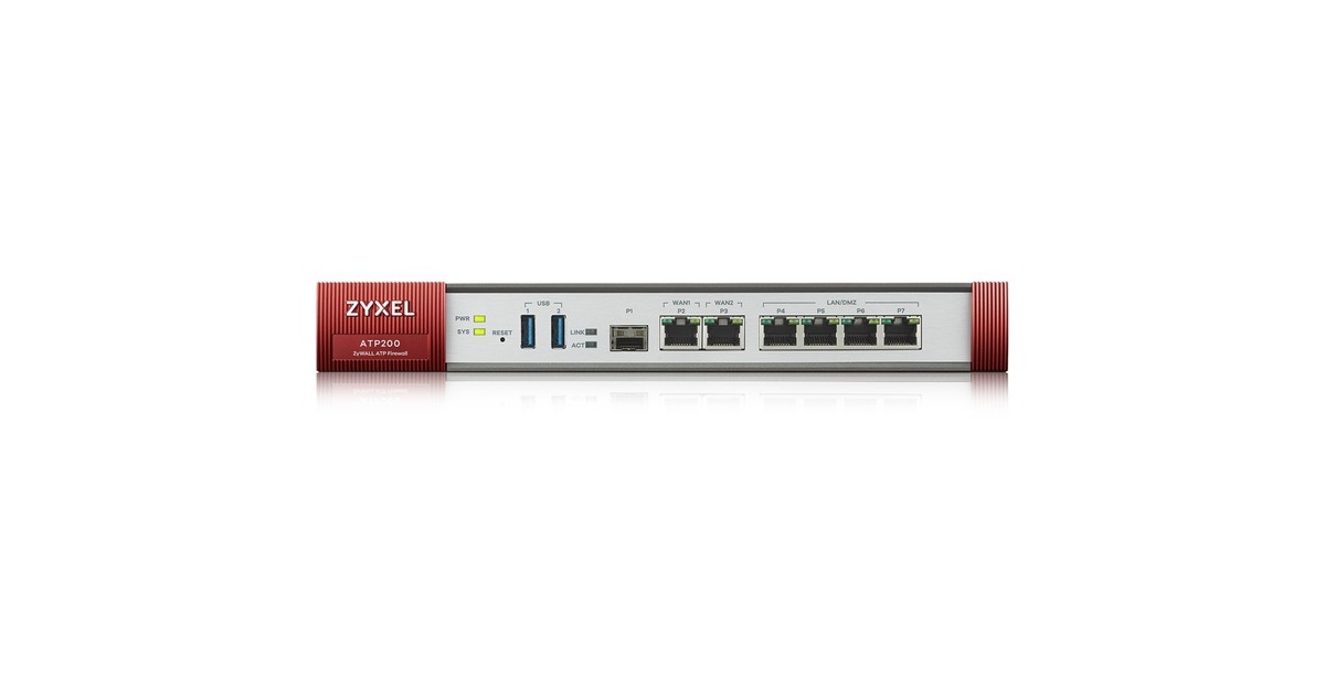 Zyxel ZyWALL ATP200 mit 1 Jahr GOLD Security Pack, Firewall(grau/rot)