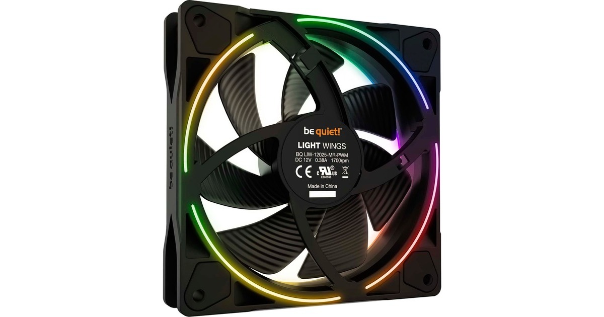 be quiet! Light Wings PWM 120 mm Triple Pack, Gehäuselüfter(schwarz, 3er Pack, inkl. ARGB-Hub)