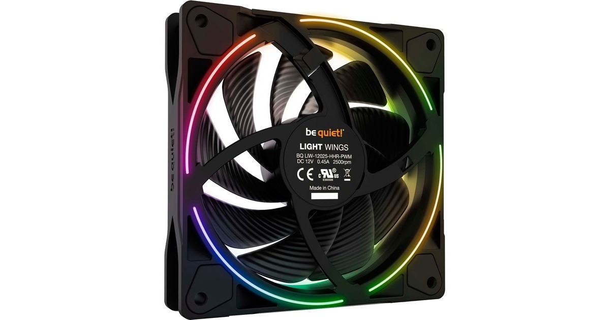 be quiet! Light Wings PWM 120 mm high-speed Triple Pack, Gehäuselüfter(schwarz, 3er Pack, inkl. ARGB-Hub)