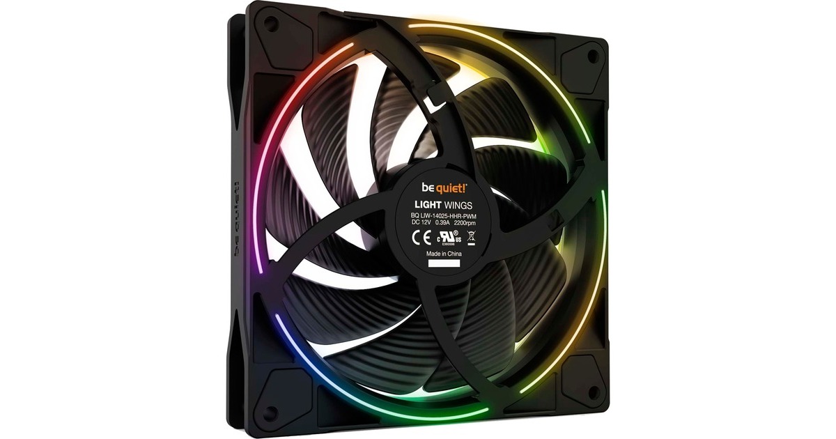 be quiet! Light Wings PWM 140 mm high-speed Triple Pack, Gehäuselüfter(schwarz, 3er Pack, inkl. ARGB-Hub)