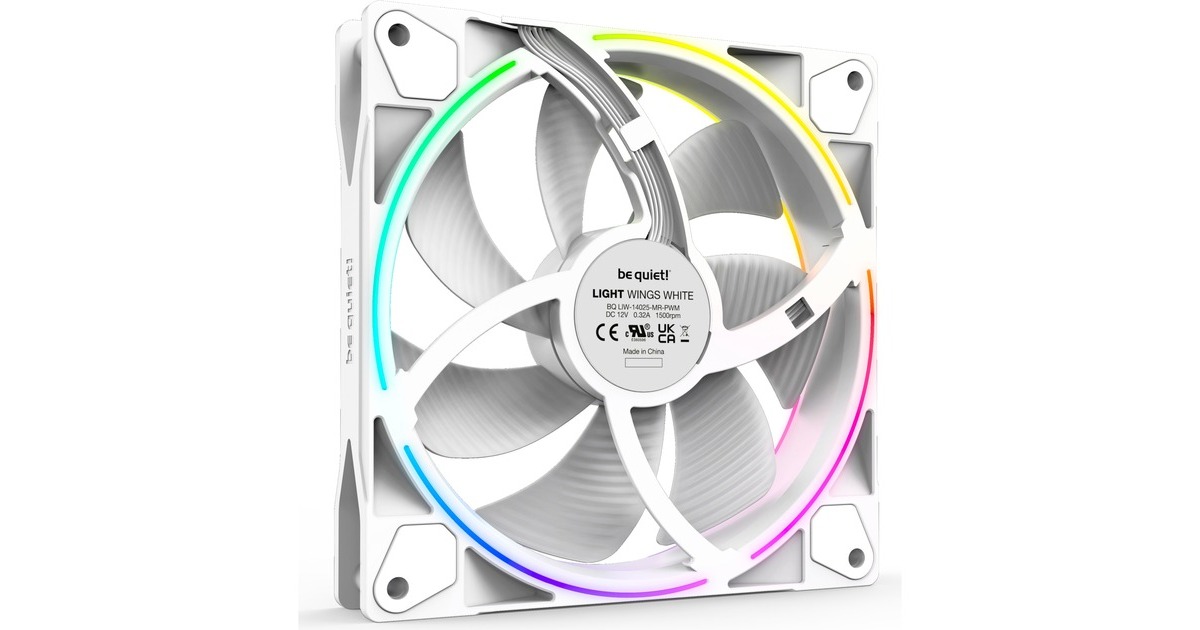 be quiet! Light Wings White 140mm PWM Triple Pack, Gehäuselüfter(weiß, 3er Pack, inkl. ARGB-Hub)
