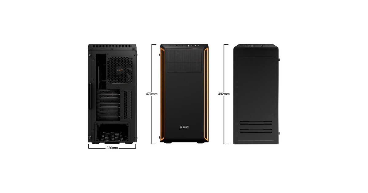 be quiet! PURE BASE 600 Window, Tower-Gehäuse(schwarz/orange, Window-Kit)