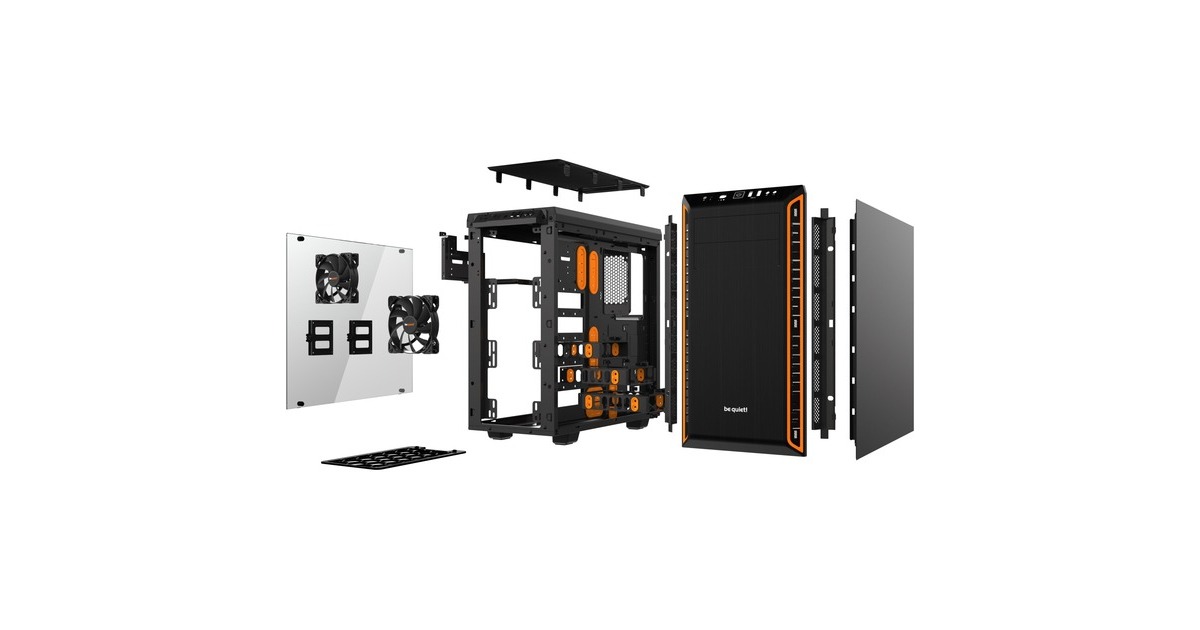 be quiet! PURE BASE 600 Window, Tower-Gehäuse(schwarz/orange, Window-Kit)