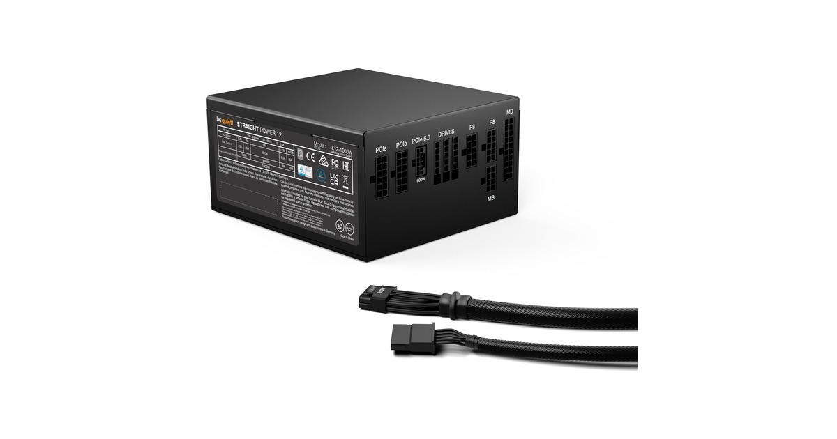 be quiet! Straight Power 12 Platinum 1000W ATX3.0, PC-Netzteil(schwarz, 1x 12VHPWR, 4x PCIe, Kabel-Management, 1000 Watt)