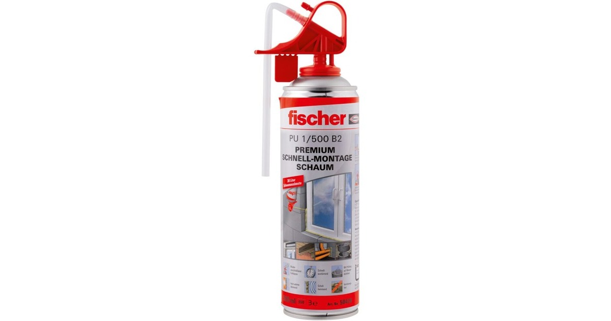 fischer 1K - Schnellmontageschaum PU 1 / 500 B2, Dichtmasse(beige, 500ml)