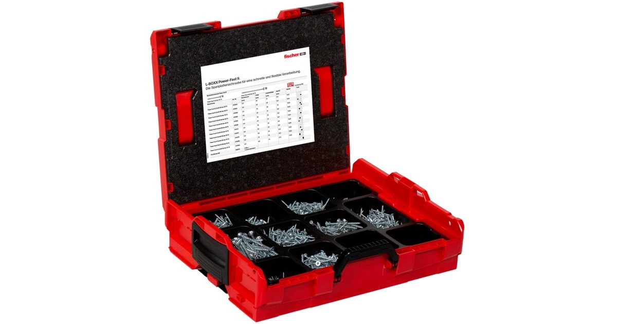 fischer Aktion L-BOXX 102 Power-Fast II TX, Schrauben-Set(1.801-teilig, mit Profi-Bitset)
