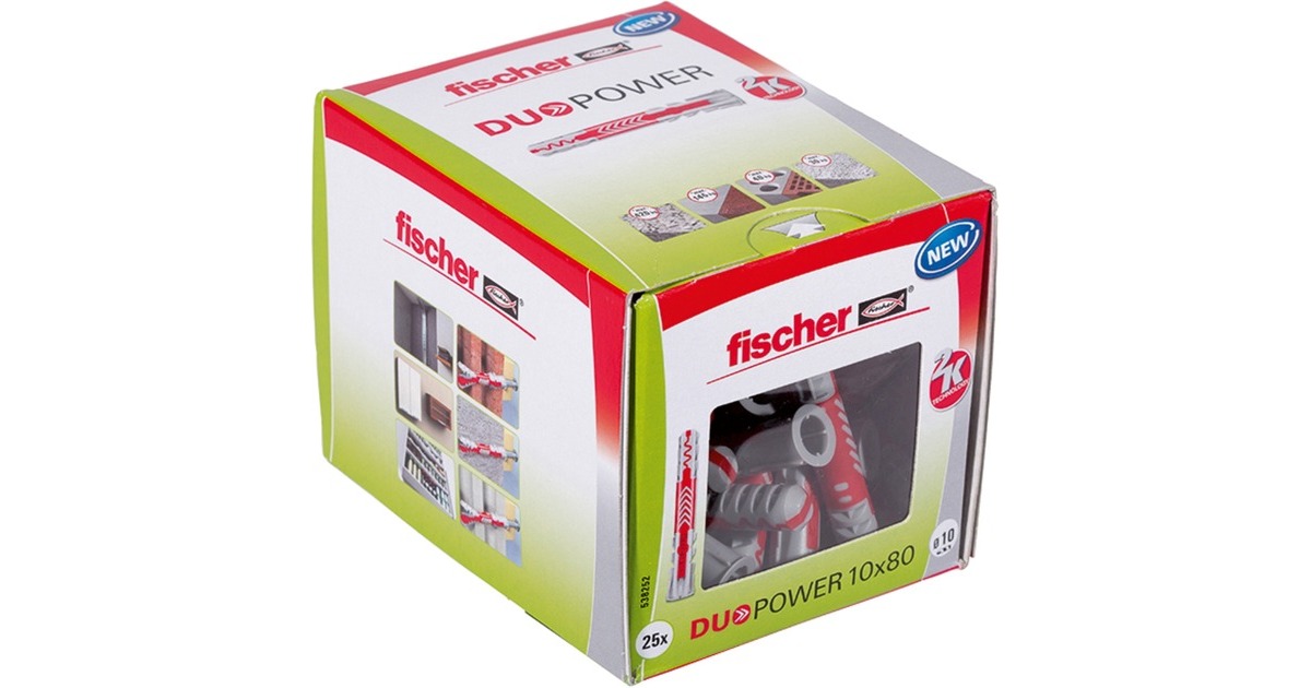 fischer Dübel DUOPOWER 10x80 LD(hellgrau/rot, 25 Stück)