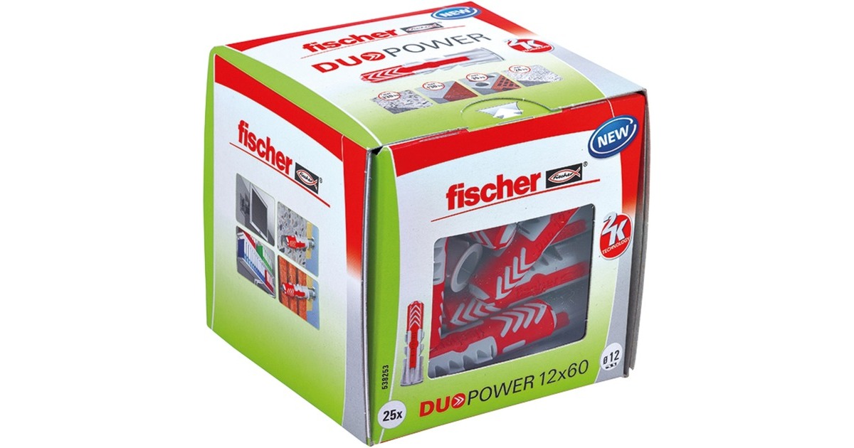 fischer Dübel DUOPOWER 12x60 LD(hellgrau/rot, 25 Stück)