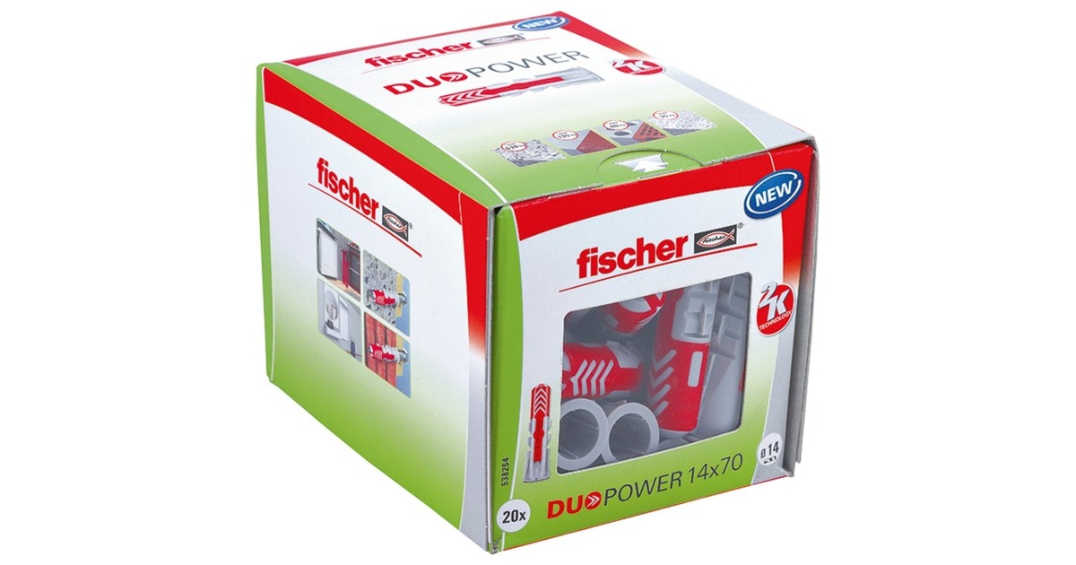 fischer Dübel DUOPOWER 14x70 LD(hellgrau/rot, 20 Stück)