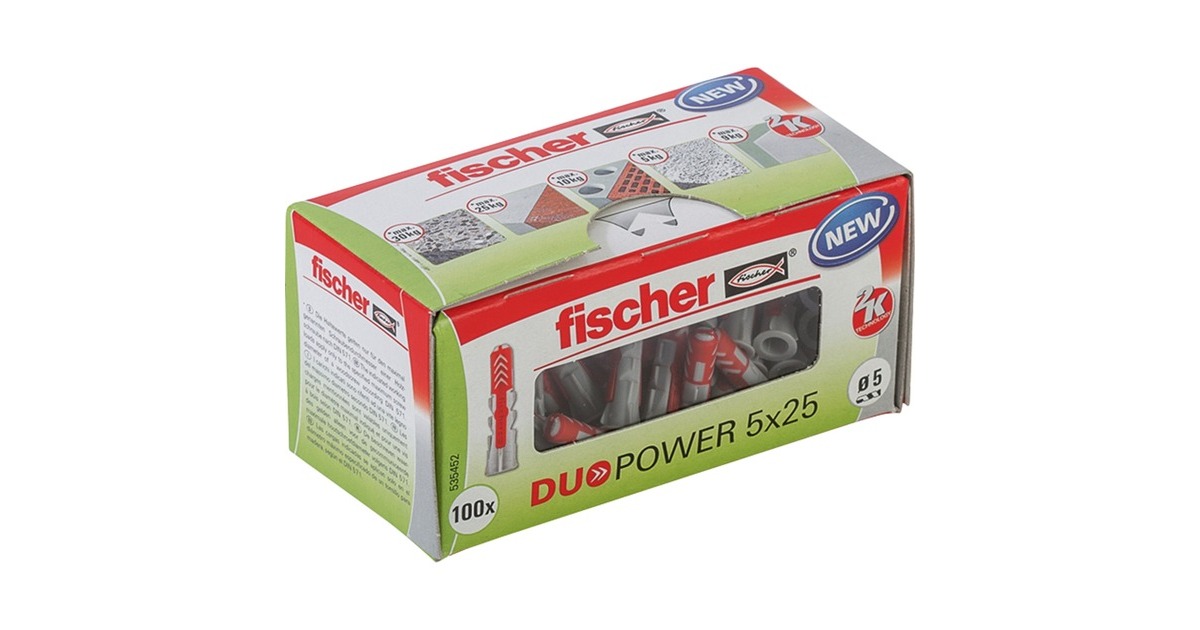 fischer Dübel DUOPOWER 5x25 LD(hellgrau/rot, 100 Stück)