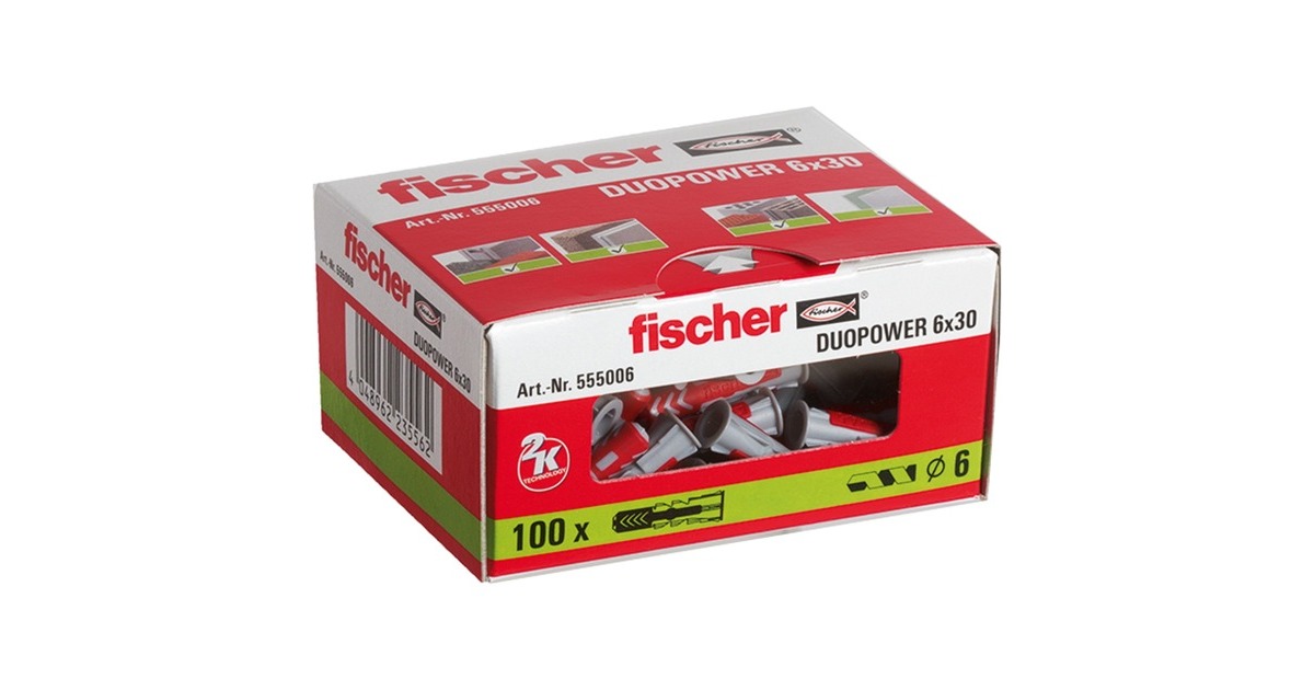 fischer Dübel DUOPOWER 6x30(hellgrau/rot, 100 Stück)