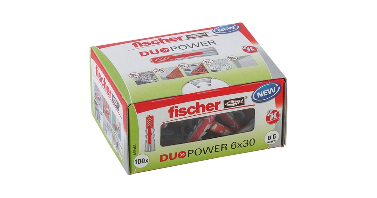 fischer Dübel DUOPOWER 6x30 LD(hellgrau/rot, 100 Stück)